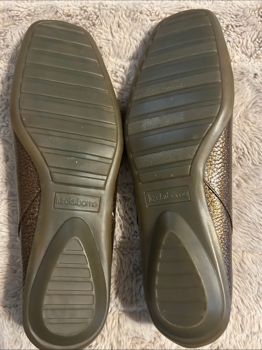 Liz Claiborne Metallic Bronze Leather Square-Toe Flats - Picture 3 of 5